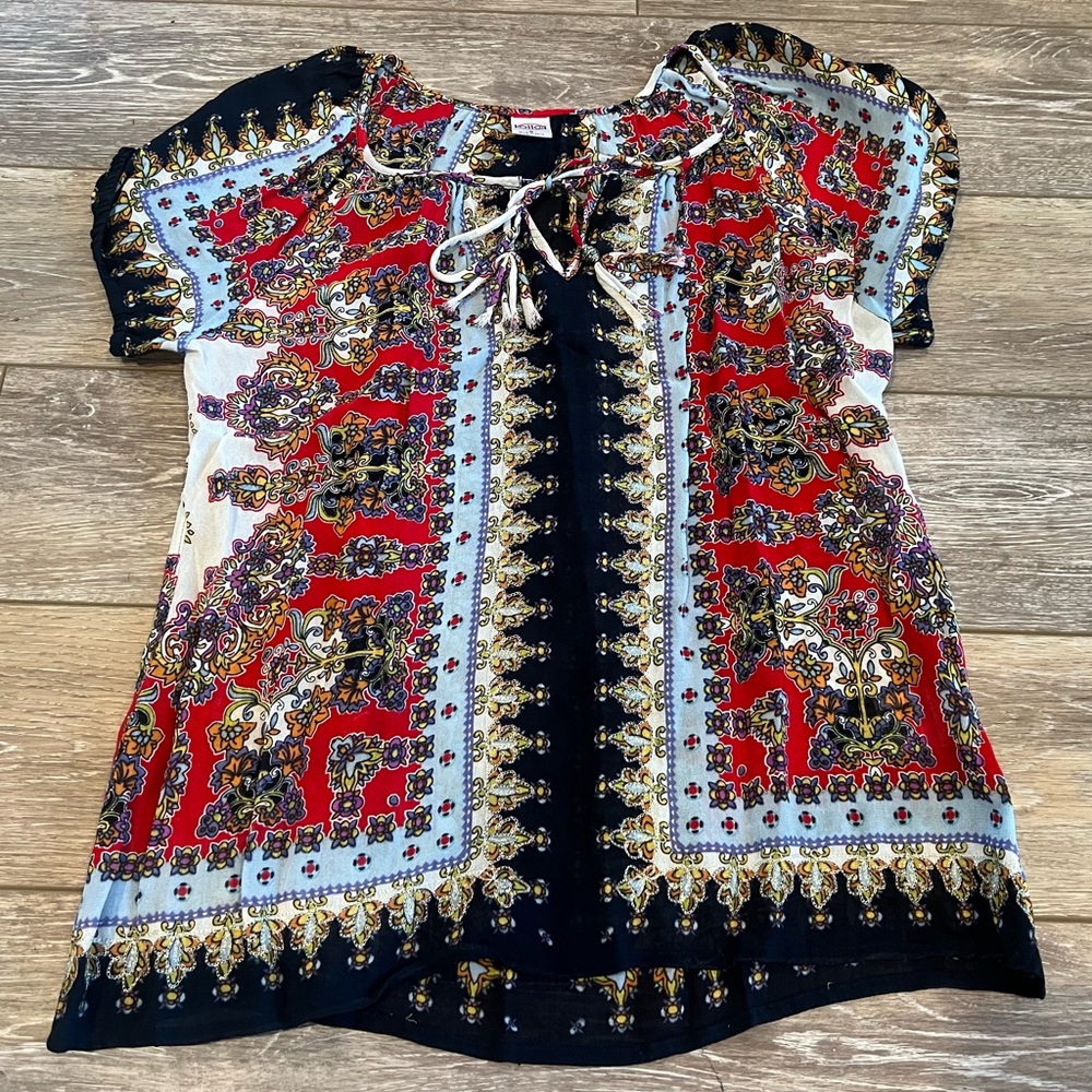 Colorful Patterned Blouse Top